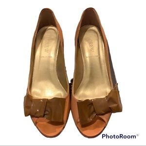 J.Crew Vintage LuLu leather peep toe heels Honey Glaze Size 7.5